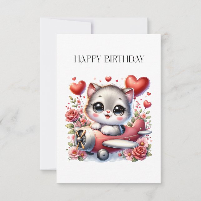 Tarjeta De Confirmación De Asistencia Cumpleaños de Kitten Pilot (Anverso)