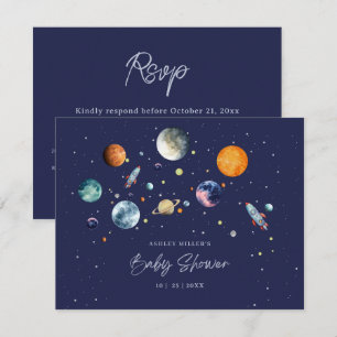Tarjeta De Confirmación De Asistencia Cumpleaños del niño sobre la luna Fiesta del baby 