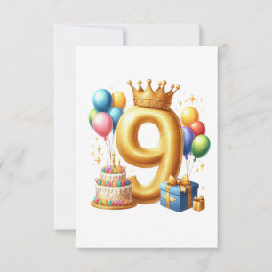 Tarjeta De Confirmación De Asistencia Cumpleaños dorado número 9