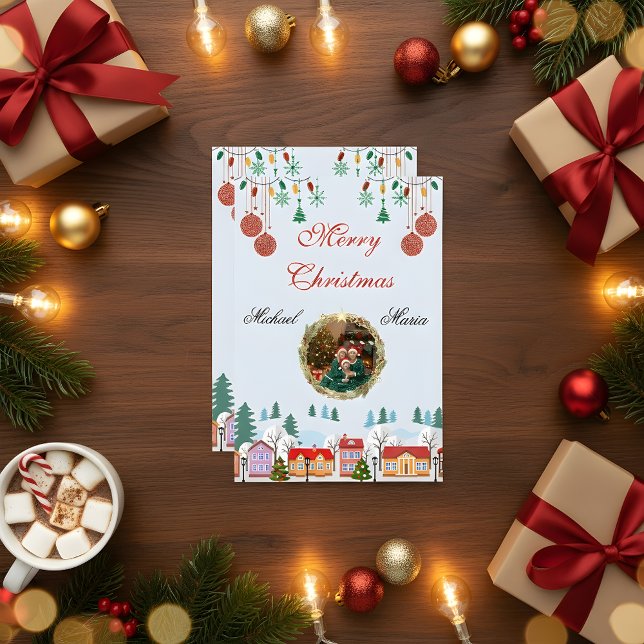 Tarjeta De Confirmación De Asistencia Custom Christmas Family Photo Card – Editable (Subido por el creador)