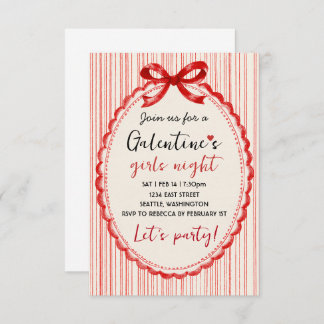 Tarjeta De Confirmación De Asistencia Custom Red Bow Galentines Party Invitation