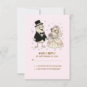 Tarjeta De Confirmación De Asistencia Cute Cartoon Loop Acrylic Wedding Invite