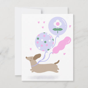 Tarjeta De Confirmación De Asistencia Cute Dachshund Weiner Perro Lover Fiesta Rosa