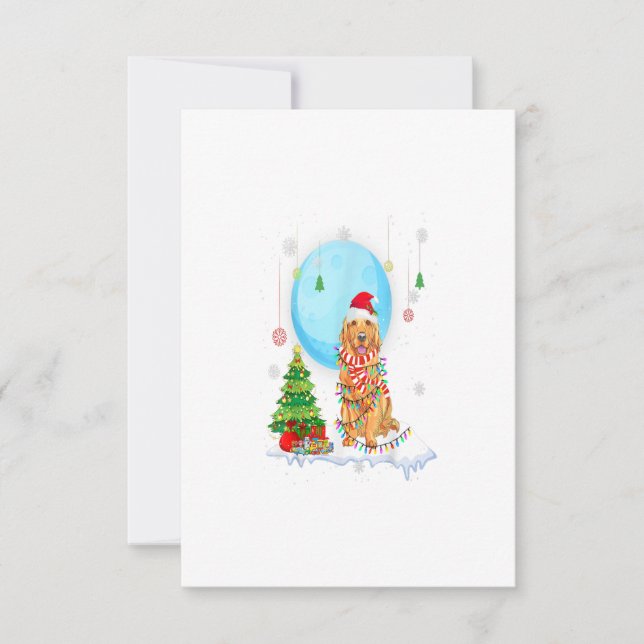 Tarjeta De Confirmación De Asistencia Cute Golden Retriever Christmas Dog Light Tree (Anverso)