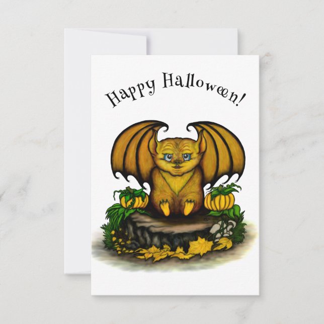 Tarjeta De Confirmación De Asistencia Cute Halloween Bat (Anverso)