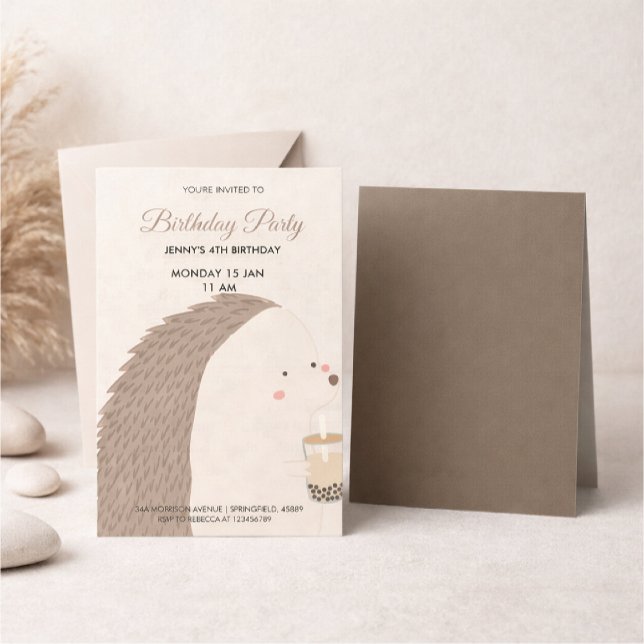 Tarjeta De Confirmación De Asistencia Cute Hedgehog Birthday Invitation (Subido por el creador)