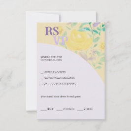 Tarjeta De Confirmación De Asistencia Cute Lilac Amarillo Verde Flora acuática