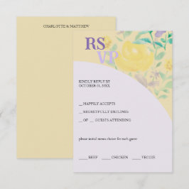 Tarjeta De Confirmación De Asistencia Cute Lilac Amarillo Verde Flora acuática