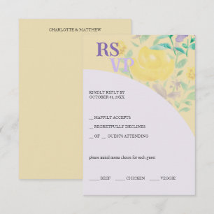 Tarjeta De Confirmación De Asistencia Cute Lilac Amarillo Verde Flora acuática