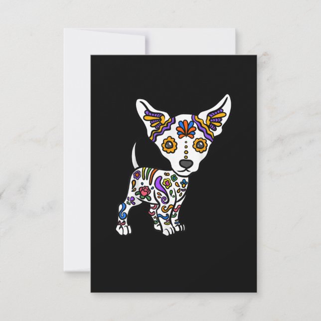 Tarjeta De Confirmación De Asistencia Cute Sugar Skull Chihuahua (Anverso)