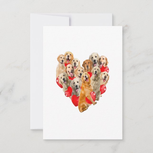 Tarjeta De Confirmación De Asistencia Cute Valentines Day Golden Retriever Dog Heart Pup (Anverso)