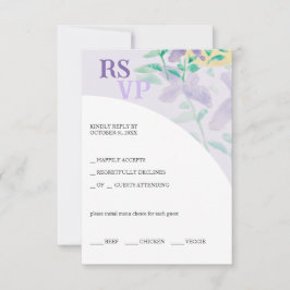 Tarjeta De Confirmación De Asistencia Cuto Lilac Azul Verde Floral acuarela
