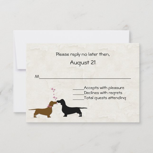 Tarjeta De Confirmación De Asistencia Dachshunds Personalizado Marfil Wedding Tarjeta RS (Anverso)