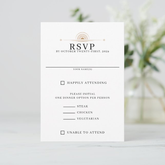 Tarjeta De Confirmación De Asistencia Dainty Celestial Boda (Anverso de pie)