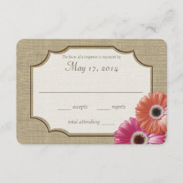 Tarjeta De Confirmación De Asistencia Daisy and Burlap Coral and Pink Reply