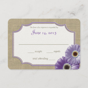 Tarjeta De Confirmación De Asistencia Daisy and Burlap Lavender Purple Reply