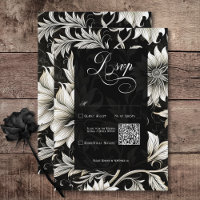 Damasco floral negro y blanco oscuro vintage gótic