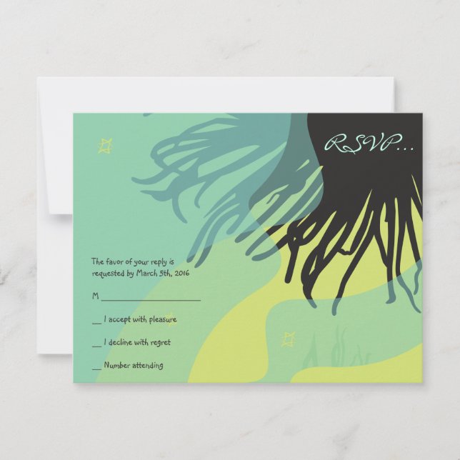 Tarjeta De Confirmación De Asistencia DANCING DOLPHINS Bat Mitzvah Reply Card (Anverso)