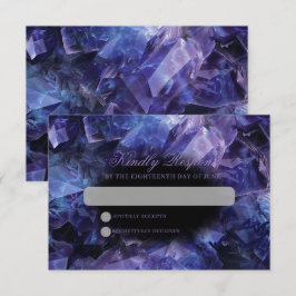 Tarjeta De Confirmación De Asistencia Dark Amethyst Boho Crystals Black Boda