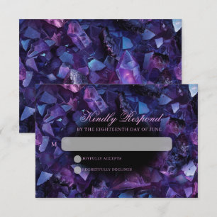 Tarjeta De Confirmación De Asistencia Dark Amethyst Boho Crystals Black Boda