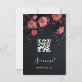 Tarjeta De Confirmación De Asistencia Dark Moody 3D Roses Wedding | Scan Me 