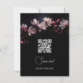 Tarjeta De Confirmación De Asistencia Dark Moody Floral Wedding | Scan Me 
