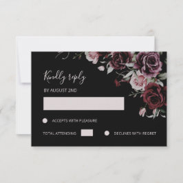 Tarjeta De Confirmación De Asistencia Dark Moody Romantic Watercolor Roses