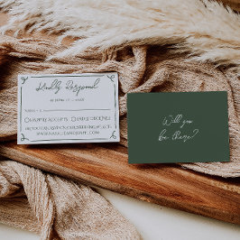 Tarjeta De Confirmación De Asistencia Dark Moss Green Whimsical Boho Modern Wedding 