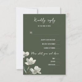 Tarjeta De Confirmación De Asistencia Dark Sage Green Botanical Wedding