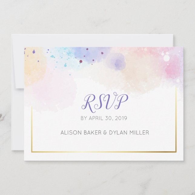 Tarjeta de confirmación de asistencia de acuarela  (Anverso)