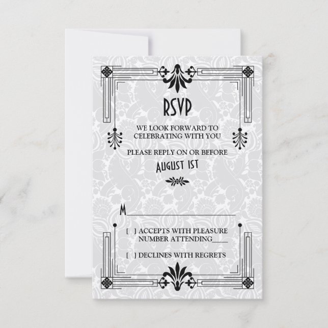 Tarjeta de confirmación de asistencia de boda Art  (Anverso)