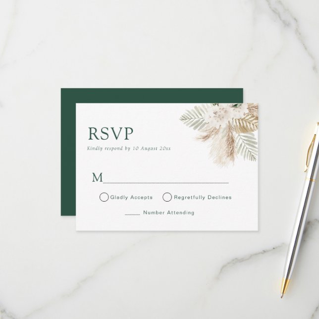 tarjeta de confirmación de asistencia de boda boho (Anverso/Reverso In Situ)