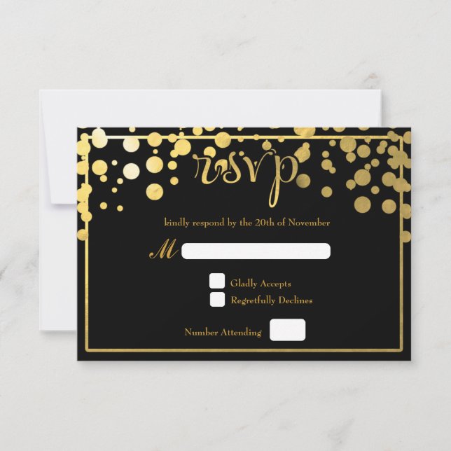 Tarjeta de confirmación de asistencia de boda con  (Anverso)