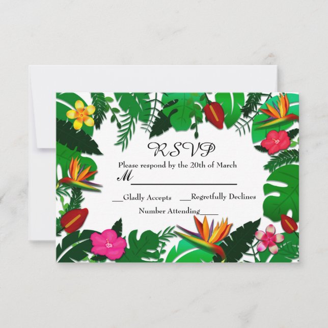 Tarjeta de confirmación de asistencia de boda con  (Anverso)