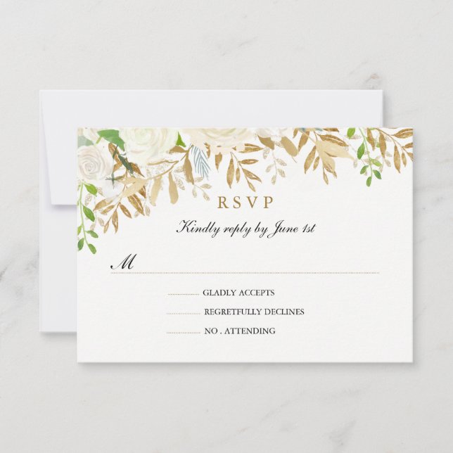 Tarjeta de confirmación de asistencia de boda con  (Anverso)