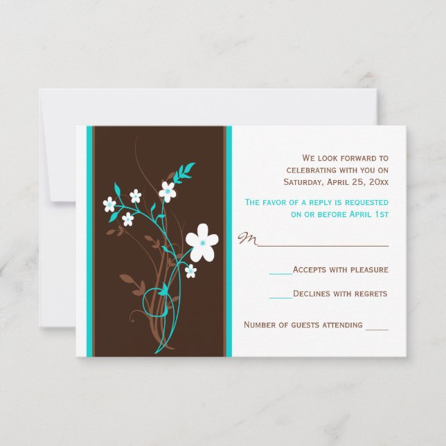 Tarjeta de confirmación de asistencia de boda flor (Anverso)