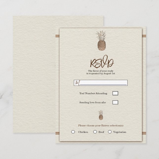 Tarjeta de confirmación de asistencia de boda mini (Anverso / Reverso)