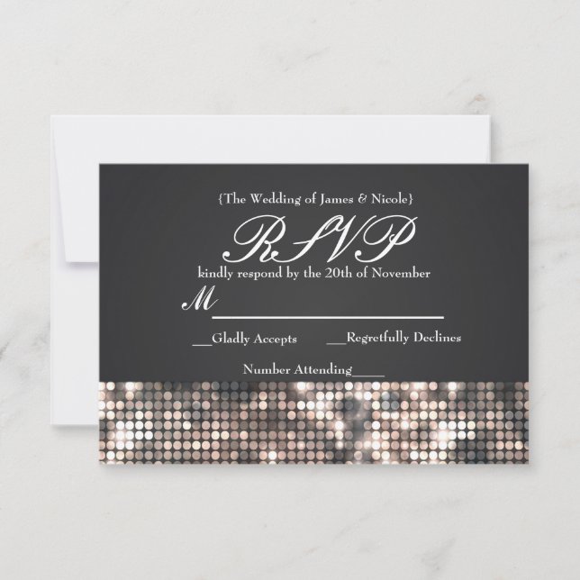 Tarjeta de confirmación de asistencia de boda negr (Anverso)