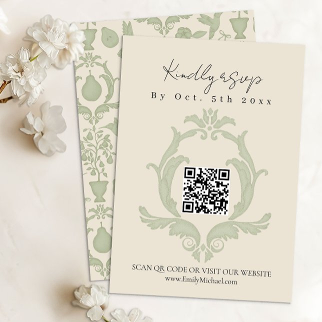 Tarjeta de confirmación de asistencia de boda Perf (RSVP QR Code Card)