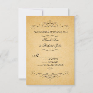 Tarjeta de confirmación de asistencia de boda vint
