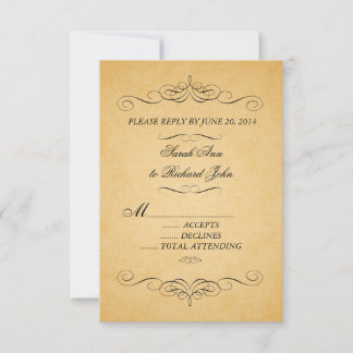 Tarjeta de confirmación de asistencia de boda vint