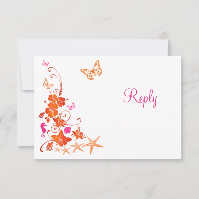 Tarjeta de confirmación de asistencia de playa tro (Anverso)