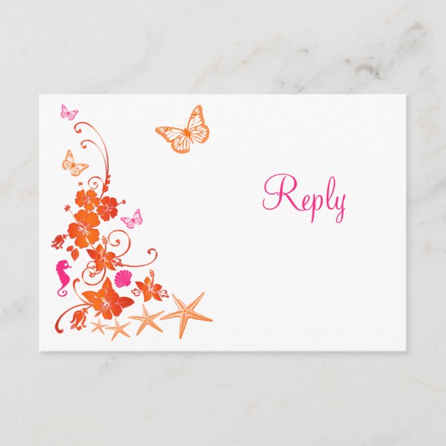 Tarjeta de confirmación de asistencia de playa tro (Anverso)