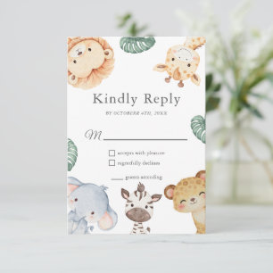 Tarjeta De Confirmación De Asistencia Decoración de Baby Shower de Animal Safari Wild On