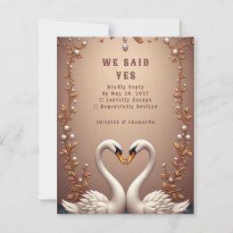 Tarjeta De Confirmación De Asistencia 🌸 Decoración de boda de primavera de cisnes en or