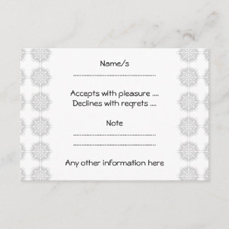 Tarjeta De Confirmación De Asistencia Decoración elegante, gris claro y blanco.