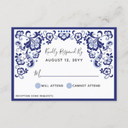 Tarjeta De Confirmación De Asistencia Delfts Blauw | Tarjeta Delft Blue Dutch Wedding RS