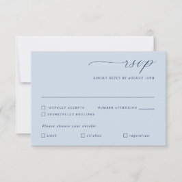 Tarjeta De Confirmación De Asistencia Delicado Azul Marino Oro Caligrafía Cena de Boda