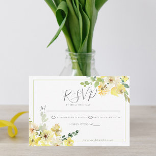 Tarjeta De Confirmación De Asistencia Delicado Boda de verano verde azulado floral amari