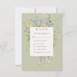 Tarjeta De Confirmación De Asistencia Delicado Boda Verde Boho Wildflowers